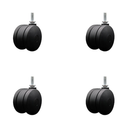 Service Caster 3'' Office Chair Casters Nylon Twin Wheel 3/8 Threaded Stem , 4PK SCC-UHTS02S75-NYS-381610-4
